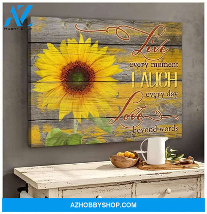 Live Laugh Love Sunflower Wall Art Canvas
