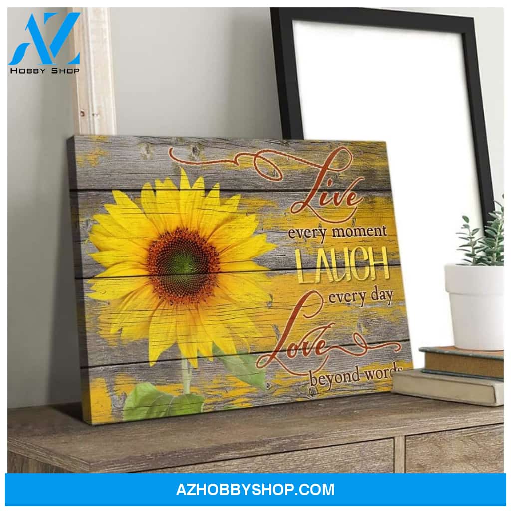 Live Laugh Love Sunflower Wall Art Canvas