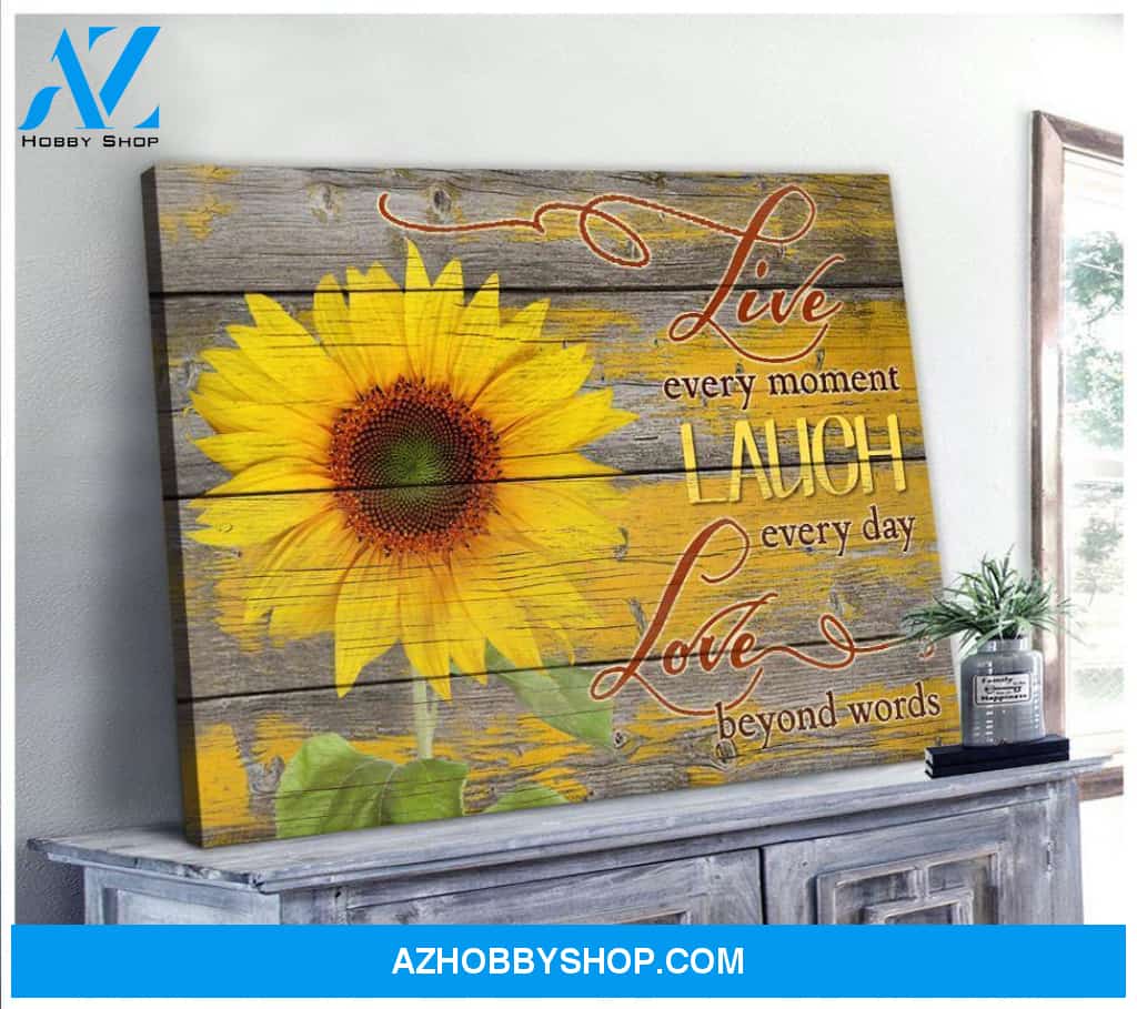 Live Laugh Love Sunflower Wall Art Canvas