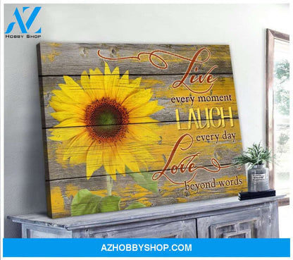 Live Laugh Love Sunflower Wall Art Canvas
