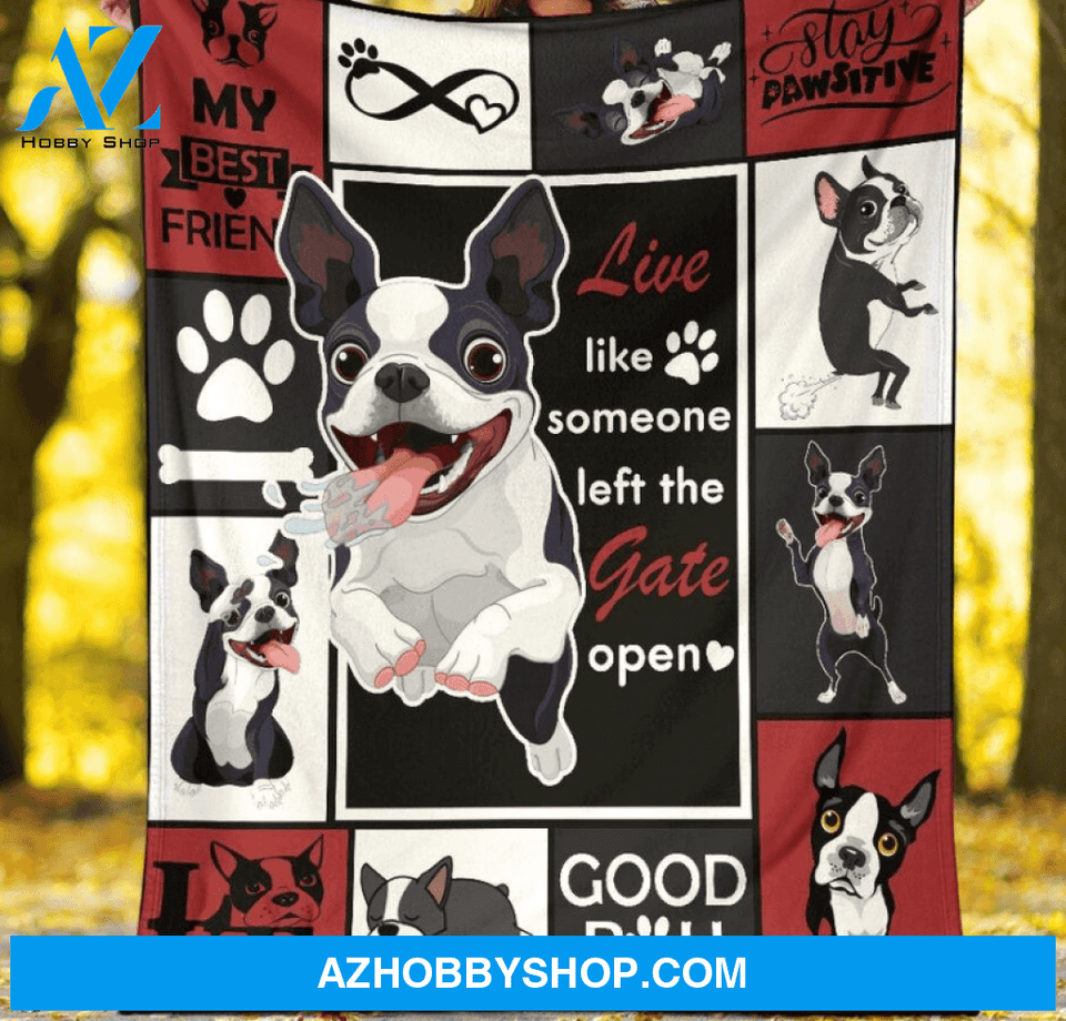 Live Like Someone Boston Terrier Blanket Gift For Dog Lovers Birthday Gift Home Decor Bedding Couch Sofa Soft and Comfy Cozy