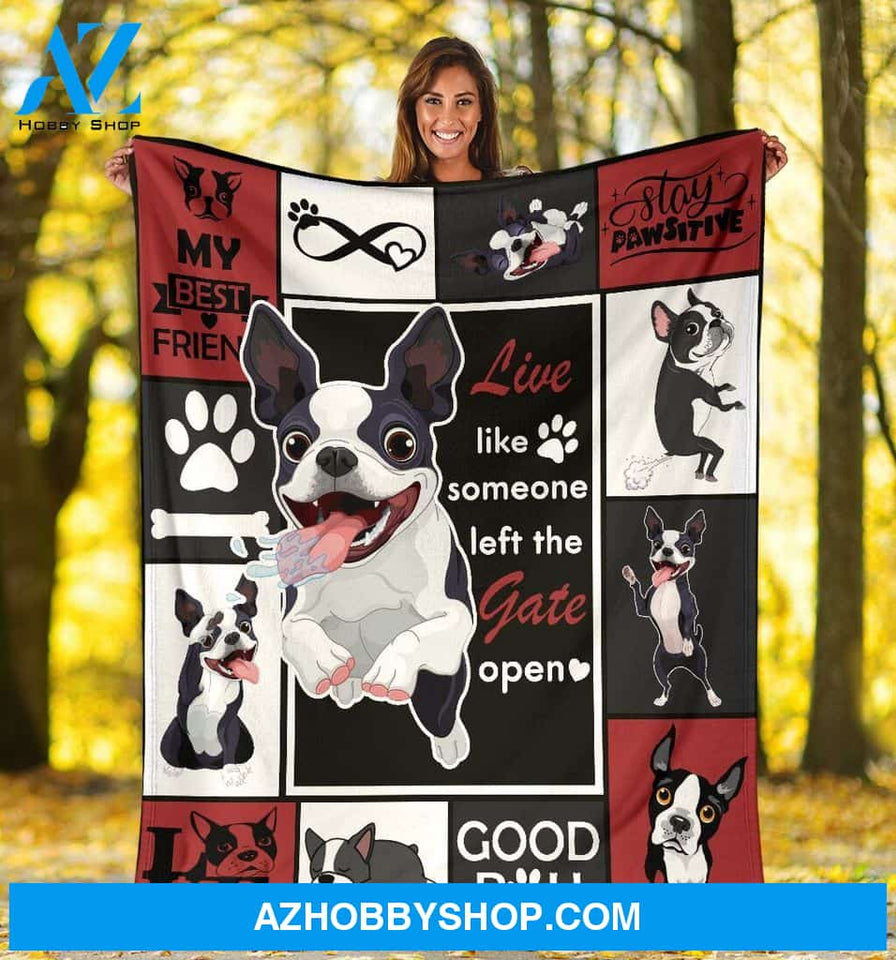 Live Like Someone Boston Terrier Blanket Gift For Dog Lovers Birthday Gift Home Decor Bedding Couch Sofa Soft and Comfy Cozy