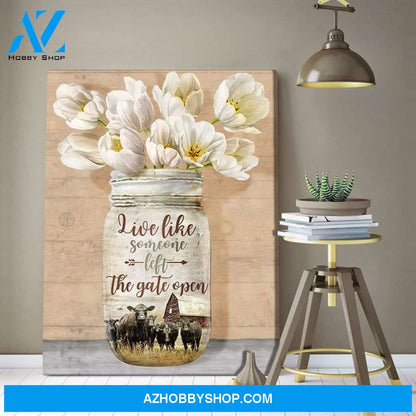 Live Like Someone Cow Wall Art Canvas, Wall Decor Visual Art