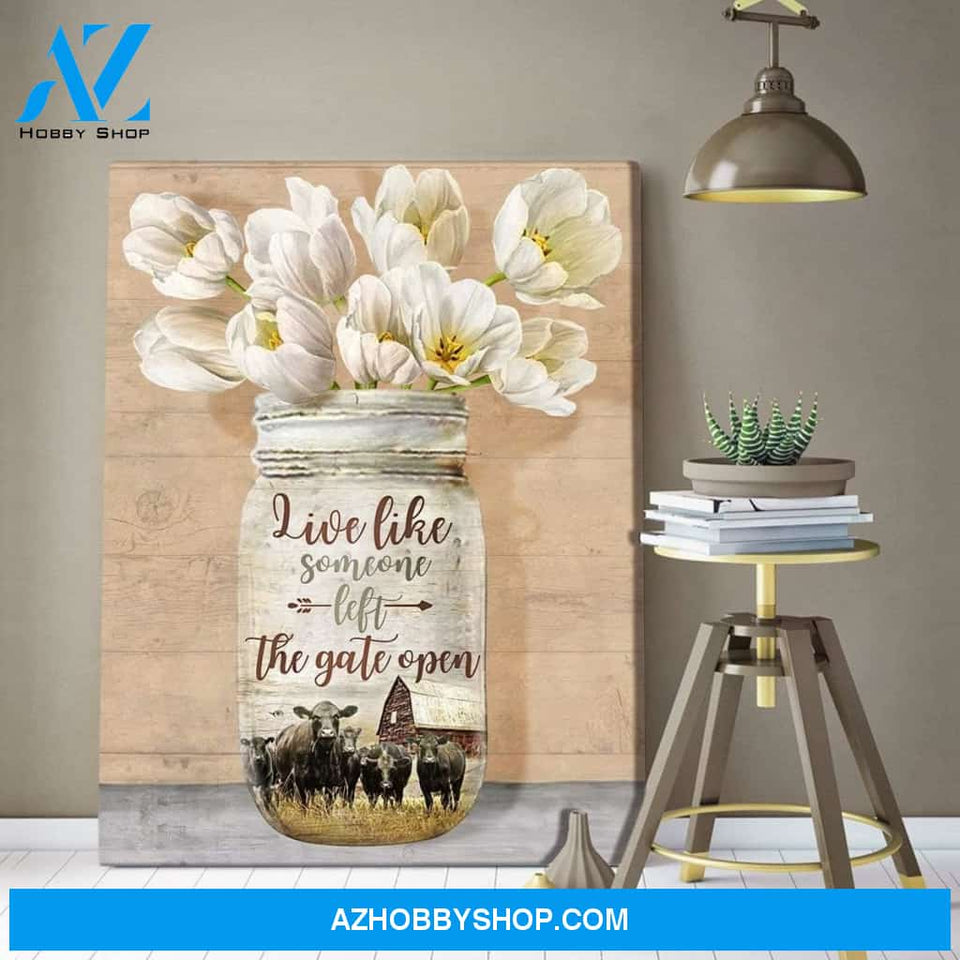 Live Like Someone Cow Wall Art Canvas, Wall Decor Visual Art