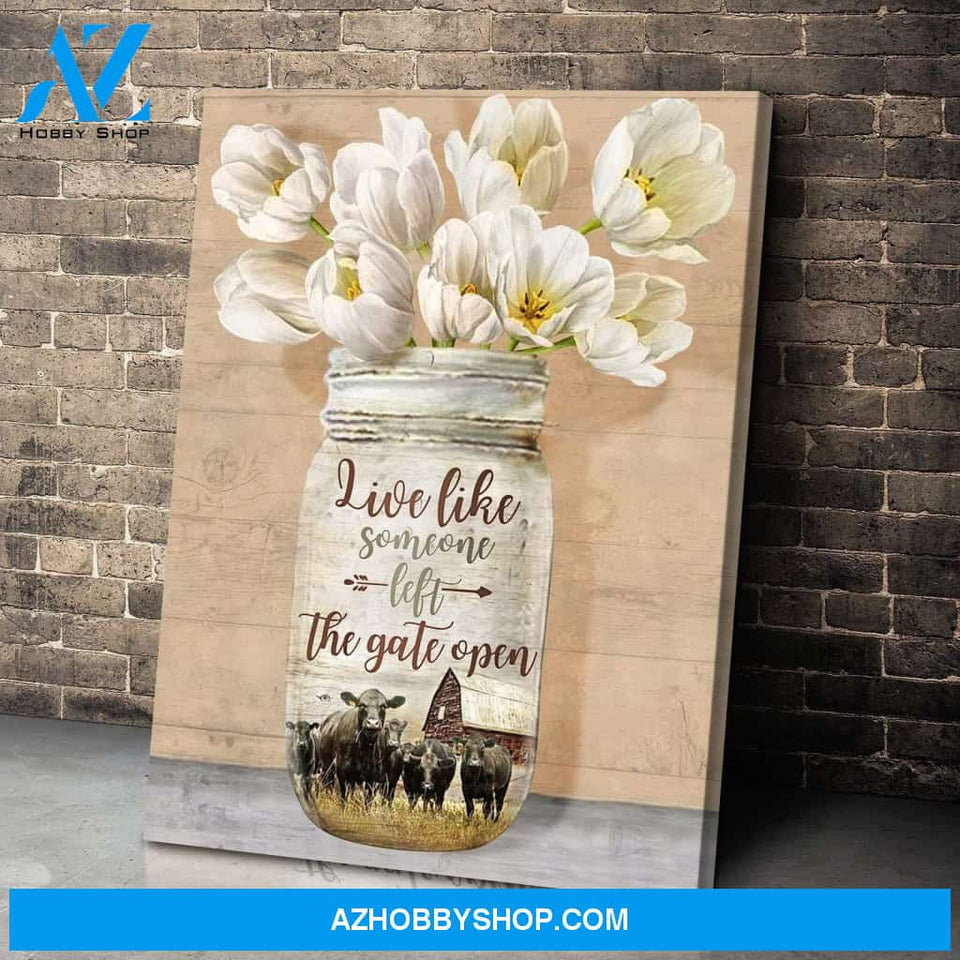 Live Like Someone Cow Wall Art Canvas, Wall Decor Visual Art