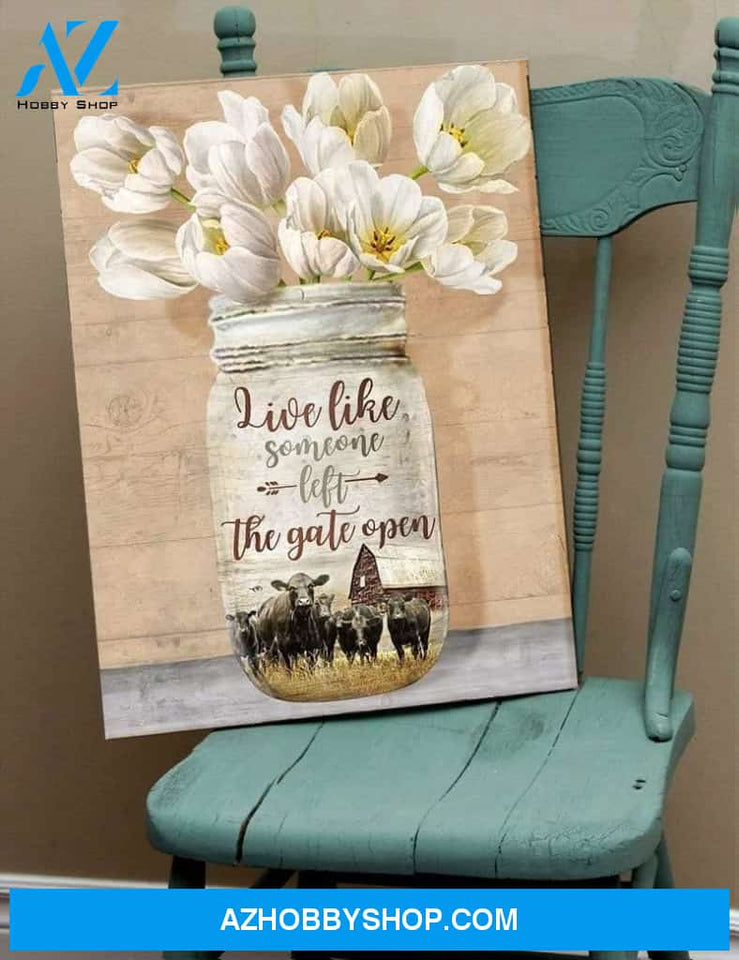 Live Like Someone Cow Wall Art Canvas, Wall Decor Visual Art
