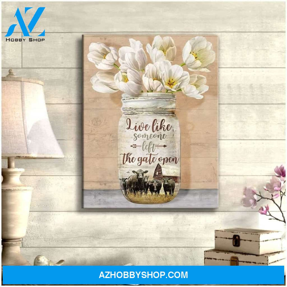 Live Like Someone Cow Wall Art Canvas, Wall Decor Visual Art