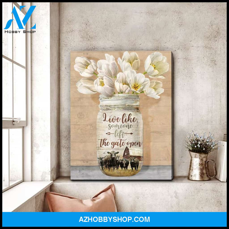 Live Like Someone Cow Wall Art Canvas, Wall Decor Visual Art