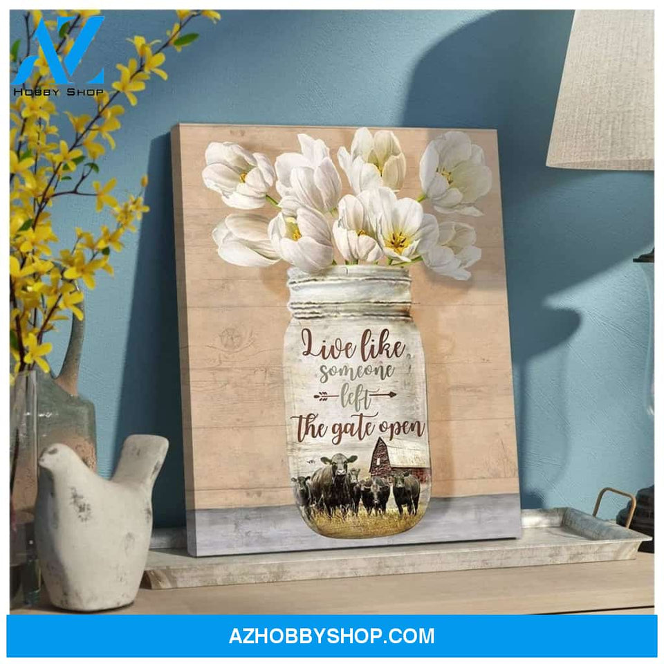 Live Like Someone Cow Wall Art Canvas, Wall Decor Visual Art