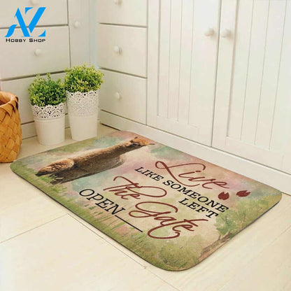 Live Like Someone Left The Gate Open Alpaca Doormat Welcome Mat House Warming Gift Home Decor Funny Doormat Gift Idea
