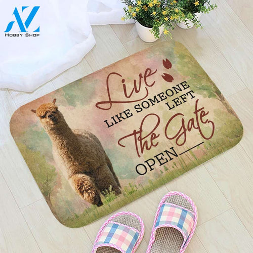 Live Like Someone Left The Gate Open Alpaca Doormat Welcome Mat House Warming Gift Home Decor Funny Doormat Gift Idea