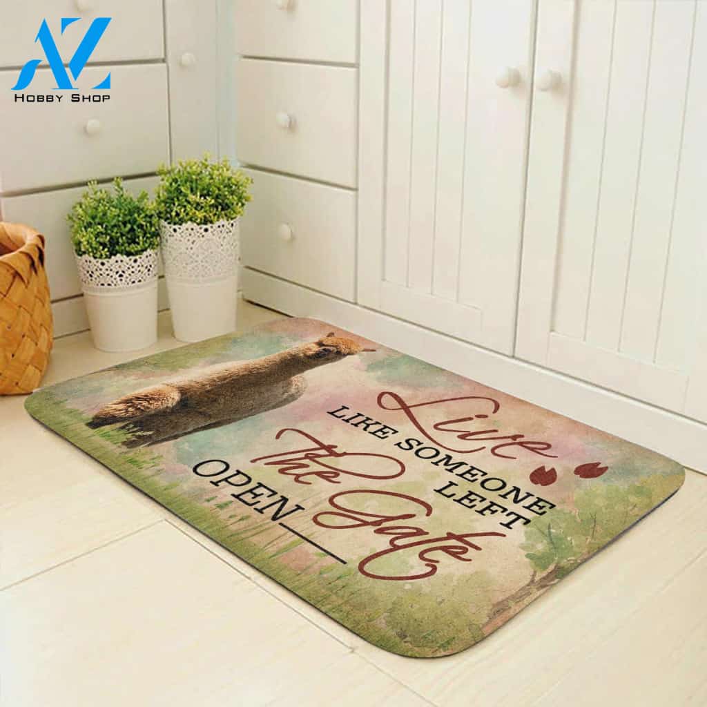 Live Like Someone Left The Gate Open Alpaca Doormat Welcome Mat House Warming Gift Home Decor Funny Doormat Gift Idea