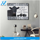 Live Like Someone Left The Gate Open Angus Cow Canvas Wall Art, Wall Decor Visual Art