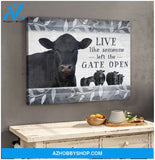 Live Like Someone Left The Gate Open Angus Cow Canvas Wall Art, Wall Decor Visual Art
