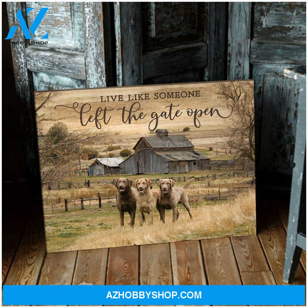 Live Like Someone Left The Gate Open Chesapeake Retriever Canvas Wall Art Decor