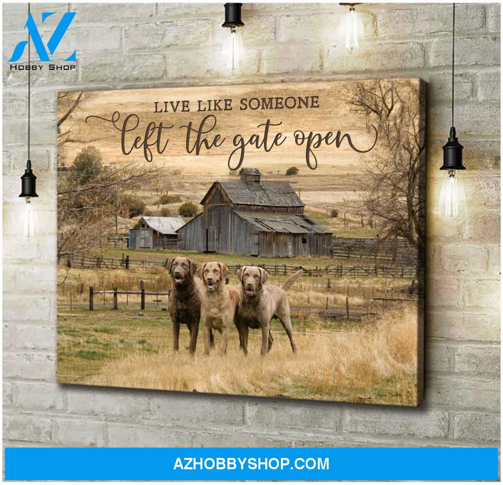 Live Like Someone Left The Gate Open Chesapeake Retriever Canvas Wall Art Decor