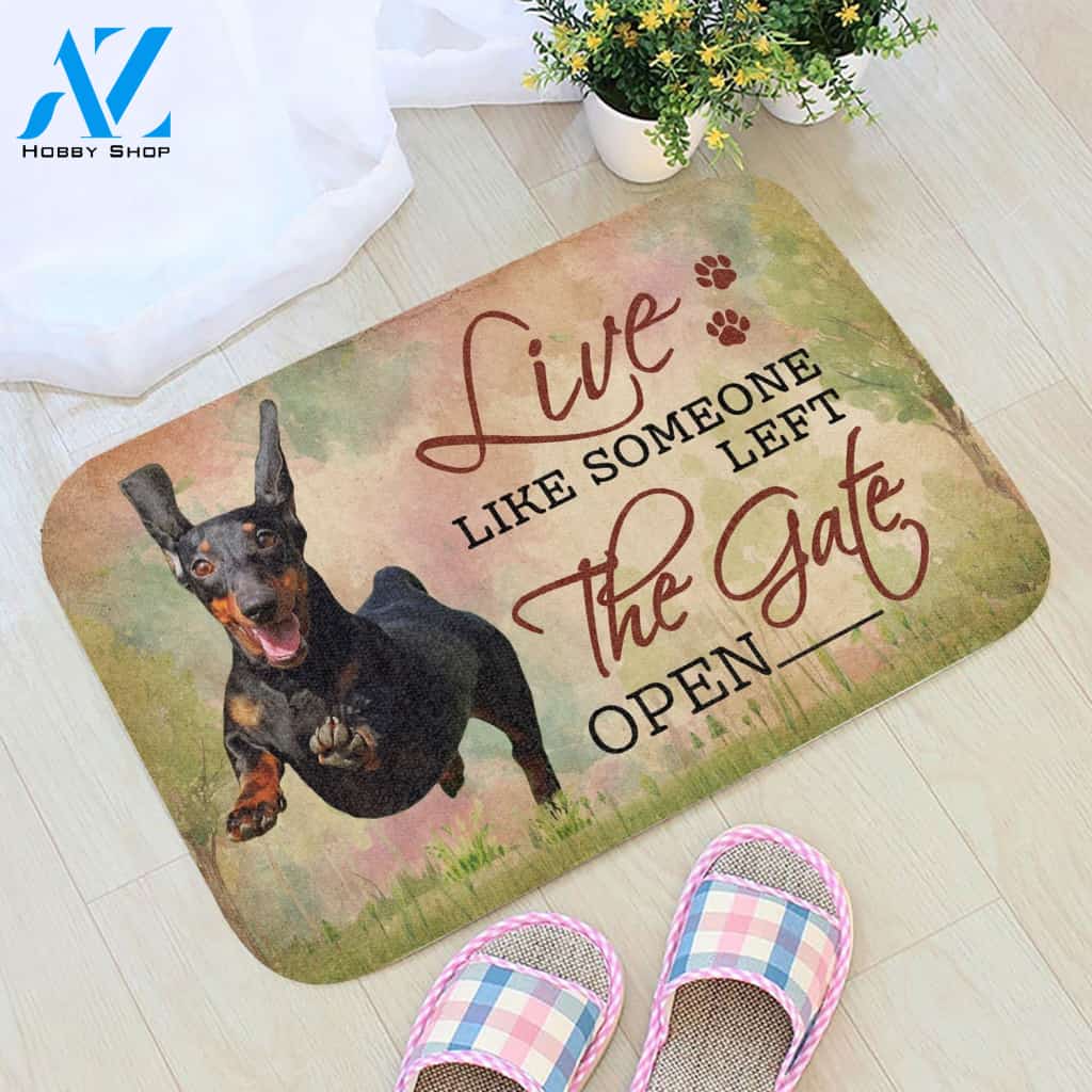 Live Like Someone Left The Gate Open Dachshund Doormat | Welcome Mat | House Warming Gift