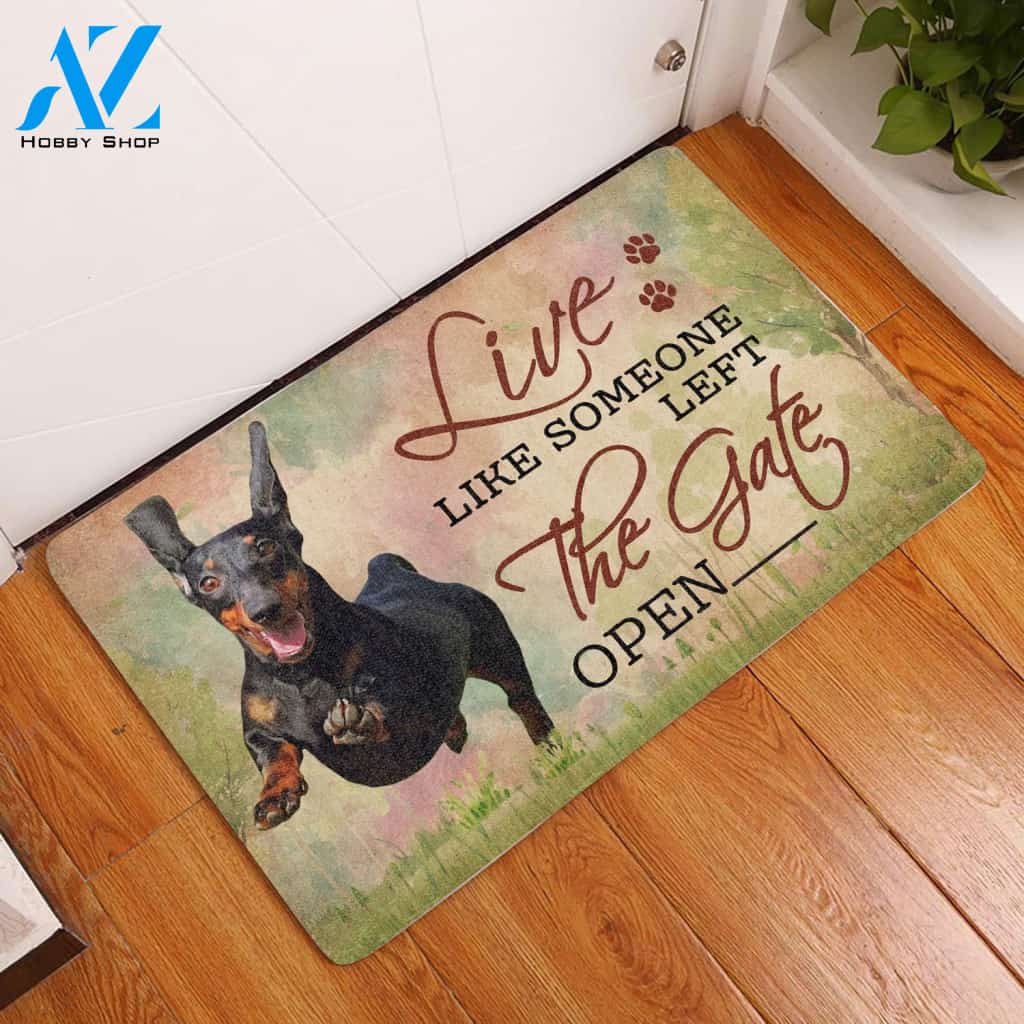 Live Like Someone Left The Gate Open Dachshund Doormat | Welcome Mat | House Warming Gift