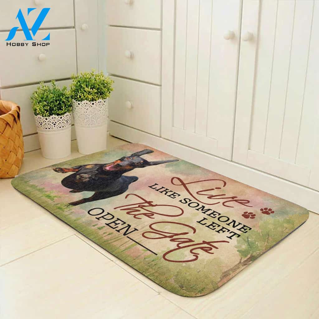 Live Like Someone Left The Gate Open Dachshund Doormat | WELCOME MAT | HOUSE WARMING GIFT