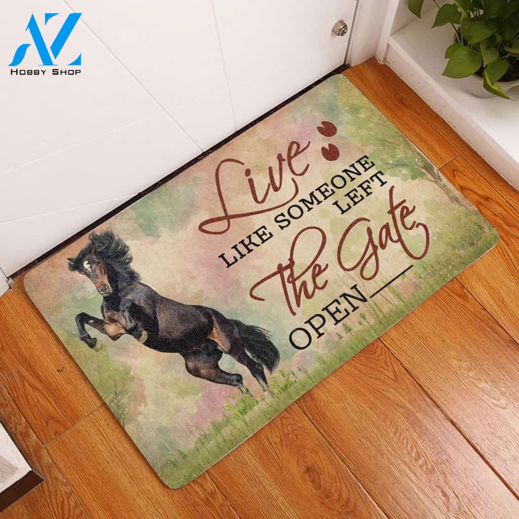 Live Like Someone Left The Gate Open Horse Doormat Welcome Mat House Warming Gift Home Decor Funny Doormat Gift Idea