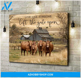 Live Like Someone Left The Gate Open Red Angus Cows Canvas Wall Art Decor