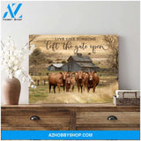 Live Like Someone Left The Gate Open Red Angus Cows Canvas Wall Art Decor