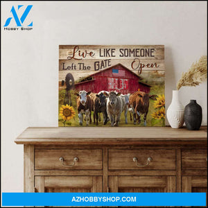 Ohcanvas Live Like Someone Left The Gate Open Running Cattle Canvas Wall Art Farm Farmhouse Decor