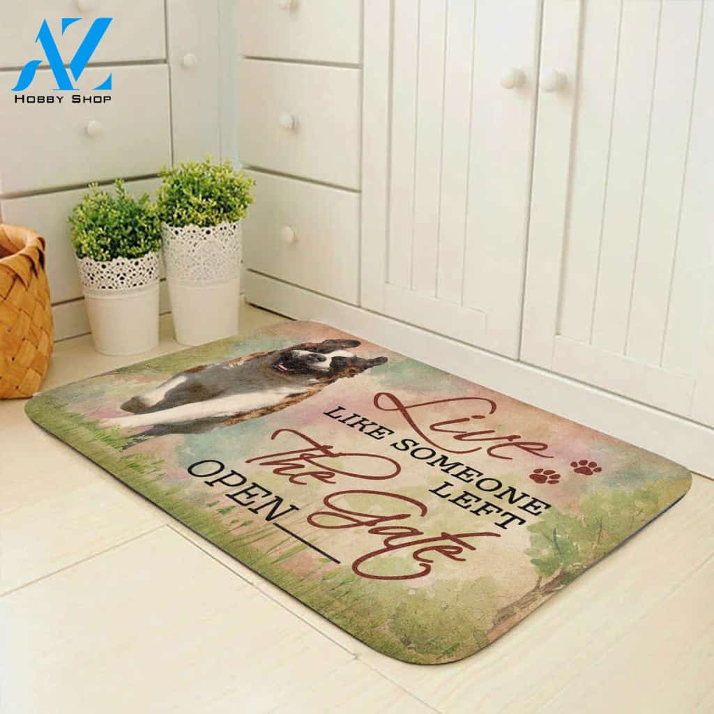 Live Like Someone Left The Gate Open St. Bernard Doormat Welcome Mat House Warming Gift Home Decor Gift for Dog Lovers Funny Doormat Gift Idea