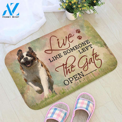 Live Like Someone Left The Gate Open St. Bernard Doormat | WELCOME MAT | HOUSE WARMING GIFT