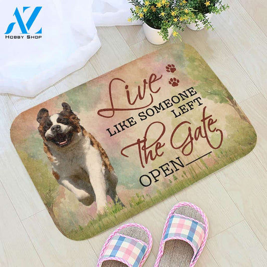 Live Like Someone Left The Gate Open St. Bernard Doormat | WELCOME MAT | HOUSE WARMING GIFT