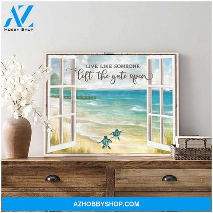 Live Like Someone Left The Gate Open Turtle Beach House Beach Canvas Wall Art Coastal Decor