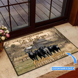 Live Like Someone Left The Gate Openangus Cow Personalized Custom Name Doormat Welcome Mat