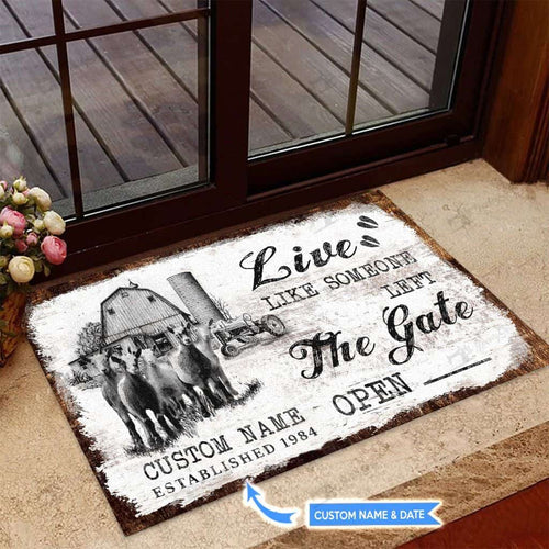 Live Like Someone Left The Gate Opengoat Personalized Custom Name Doormat Welcome Mat