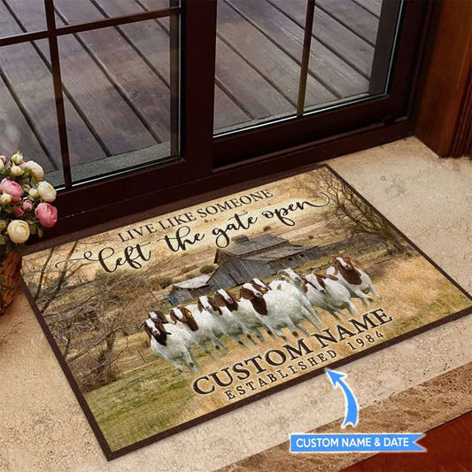 Live Like Someone Left The Gate Opengoats Personalized Custom Name Doormat Welcome Mat
