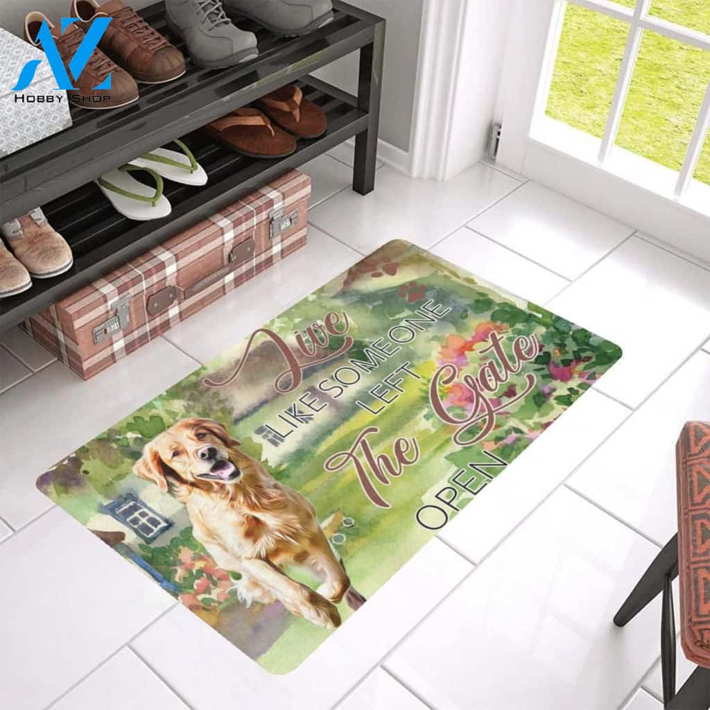 Live Like Someone Let The Gate Open Golden Retriever Printed Doormat Home Decor
