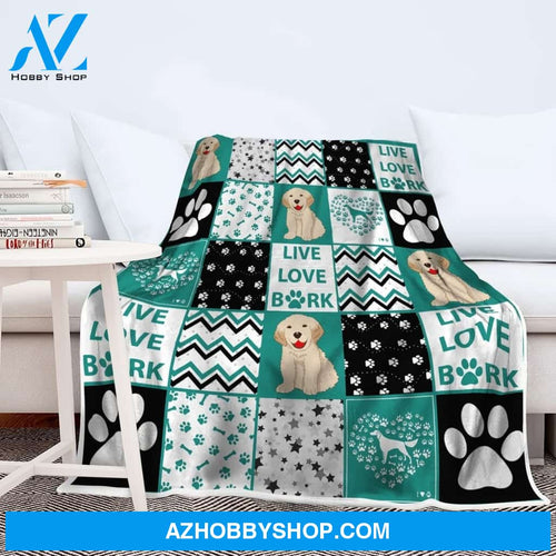 Live Love Bark Golden Retriever Fleece Blanket, Golden Retriever Dog lovers Gift For Family & Friends Gift Home Decor Bedding Couch Sofa Soft And Comfy Cozy
