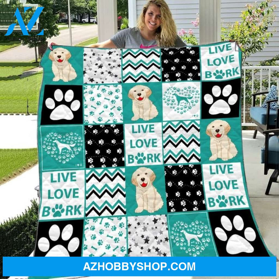 Live Love Bark Golden Retriever Fleece Blanket, Golden Retriever Dog lovers Gift For Family & Friends Gift Home Decor Bedding Couch Sofa Soft And Comfy Cozy