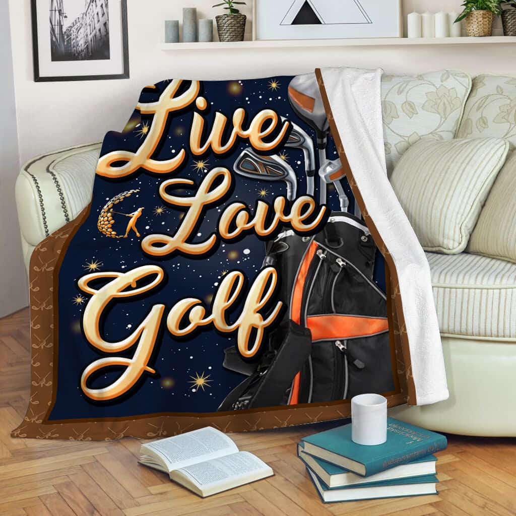 Live Love Golf Shape Pattern Blanket Gift For Golf Lovers Birthday Gift Home Decor Bedding Couch Sofa Soft and Comfy Cozy
