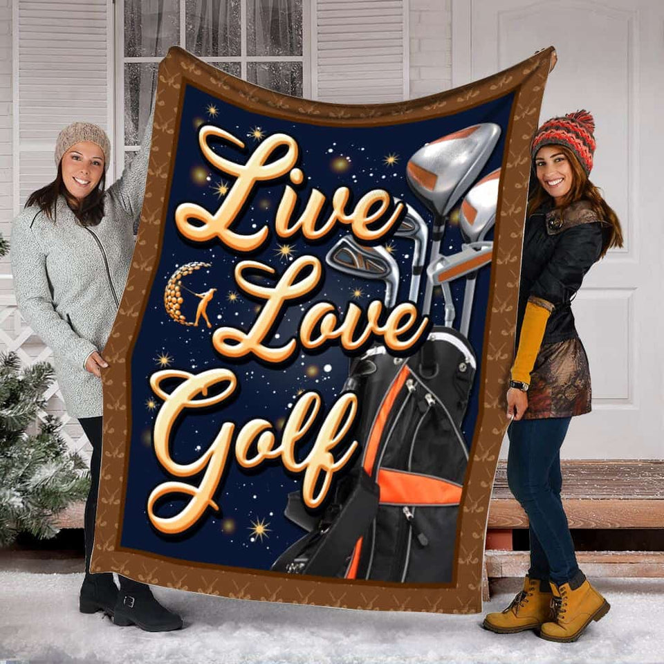 Live Love Golf Shape Pattern Blanket Gift For Golf Lovers Birthday Gift Home Decor Bedding Couch Sofa Soft and Comfy Cozy
