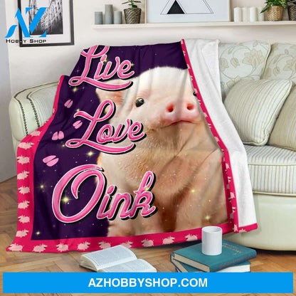 Live Love Pink Pig Fleece Blanket