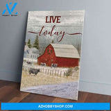 Live Today Farmhouse Cow Christmas Canvas - Wall Decor Visual Art