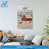 Live Today Farmhouse Cow Christmas Canvas - Wall Decor Visual Art