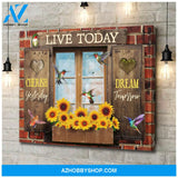 Live Today Hummingbird Window Canvas Poster Wall Art Prints, Farmhouse Decor Gift for Family Children Friend