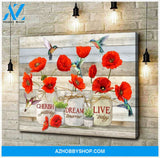 Live Today Poppy Flowers Hummingbird Wall Art Canvas