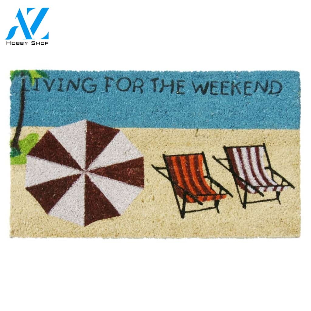Living For The Weekend Doormat Gift For Beach Lovers Welcome Mat Housewarming Gift Home Decor Funny Doormat