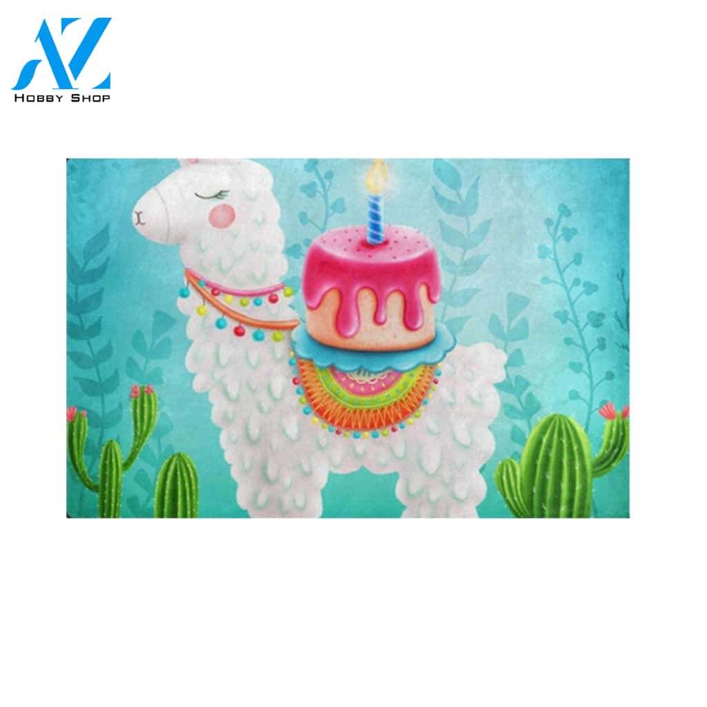 Llama Alpaca Cake Cactus Printed Floor Rug Doormat Welcome Mat House Warming Gift Home Decor Gift For Llama Lovers Funny Doormat Gift Idea