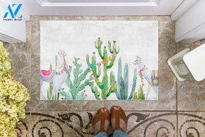 Llama And Castus Doormat Welcome Mat Housewarming Gift Home Decor Funny Doormat Gift For Cactus Lovers Gift For Friend Birthday Gift