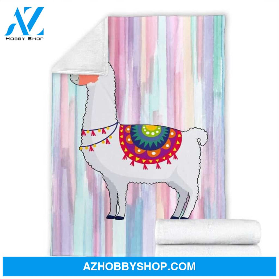 Llama Blanket White Llama With Red Saddle Fleece Blanket Lightweight Soft, Blanket Gift for Your Love One, Birthday Gift Home Decor Bedding Couch Sofa Soft and Comfy Cozy