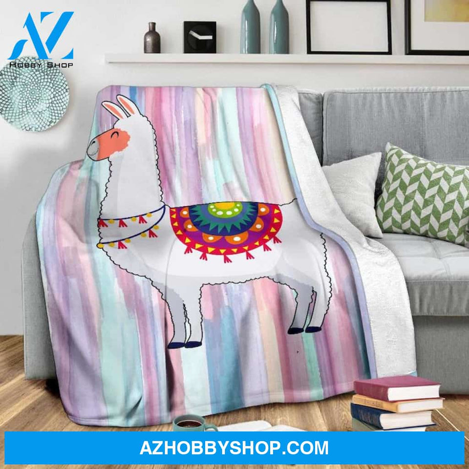 Llama Blanket White Llama With Red Saddle Fleece Blanket Lightweight Soft, Blanket Gift for Your Love One, Birthday Gift Home Decor Bedding Couch Sofa Soft and Comfy Cozy