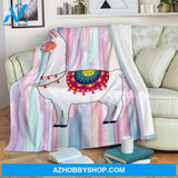 Llama Blanket White Llama With Red Saddle Fleece Blanket Lightweight Soft, Blanket Gift for Your Love One, Birthday Gift Home Decor Bedding Couch Sofa Soft and Comfy Cozy